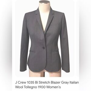 J Crew women’s jacket/blazer. Grey. Size 4. J Crew 1035 Bi Stretch Tollegno 1900